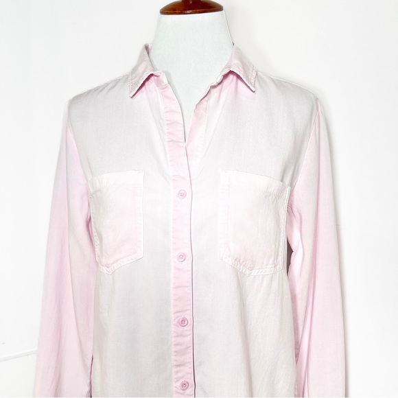 SOLD-Anthropologie Pastel Pink Chambray Long Sleeve Buttondown Shirt Small - Picture 7 of 9